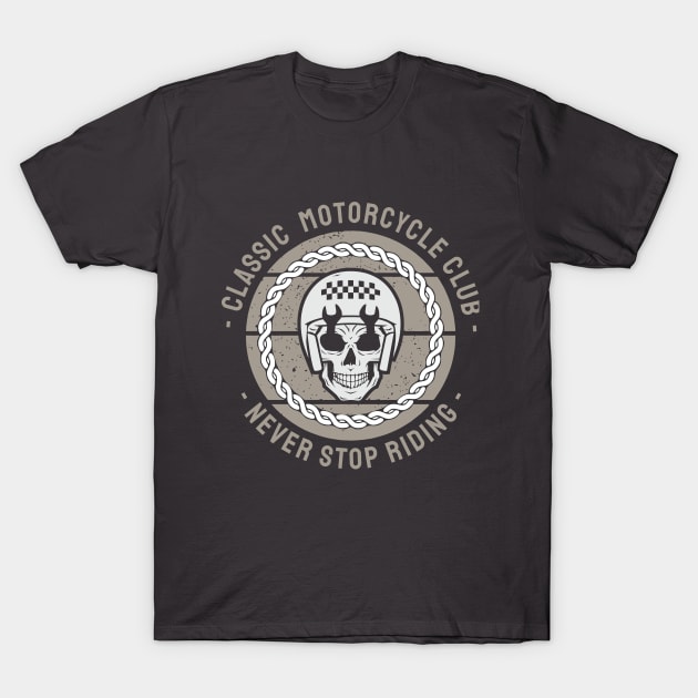 Classic Motorcycle Club - Never Stop Riding | Vintage Biker T-Shirt by medabdallahh8